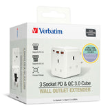 Verbatim | 3-digit PD & QC 3.0 expanded universal socket