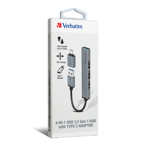 Verbatim | USB 4合1 分線器 (連Type C 轉接器)