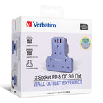 Verbatim | 3-Position PD &amp; QC 3.0 T-Type Expansion Power Socket 