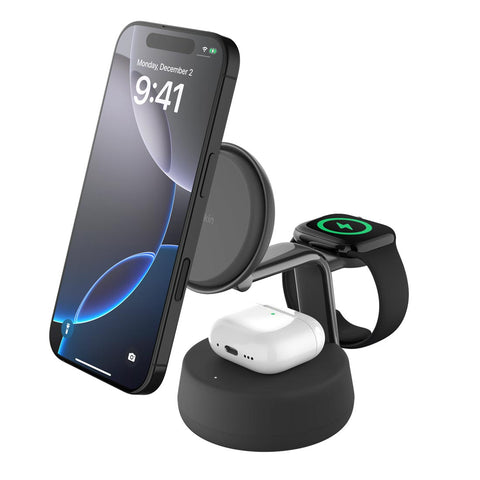 Belkin | UltraCharge Pro Qi2 3合1 磁吸充電器 WIZ040my