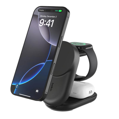 Belkin | UltraCharge Qi2 3合1 可折疊磁吸充電器 WIZ037my